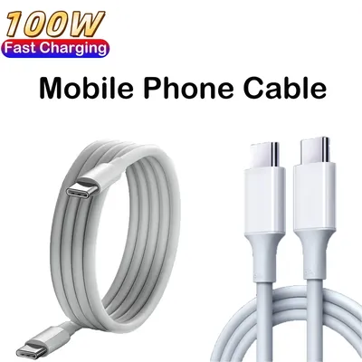 PD 100W 고속 충전 데이터 케이블 휴대용 C타입 퀵차지 3.0 데이터 라인 휴대폰 액세서리 (화웨이, 삼성, 샤오미, 아이폰 15 호환)
